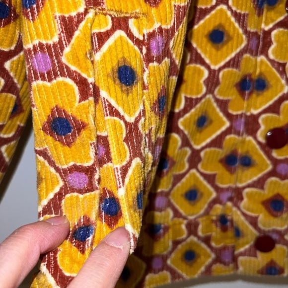 Urban Outfitters Neutral Floral Geometric Y2K Cropped Cotton Jacket Yellow M - Picture 4 of 8